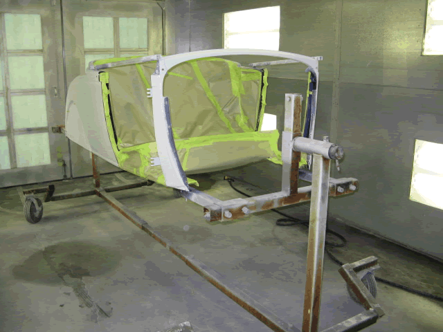 After all of the areas are sprayed with a “flattened finish”, those areas are masked and the rest of the body is ready for the high-gloss paint.