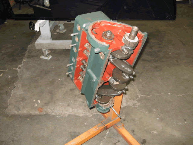 The rebuilt engine during final assembly.